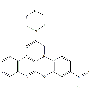 3-nitro-12-[2-(4-methyl-1-piperazinyl)-2-oxoethyl]-12H-quinoxalino[2,3-b][1,4]benzoxazine 구조식 이미지