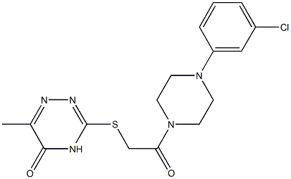 3-({2-[4-(3-chlorophenyl)-1-piperazinyl]-2-oxoethyl}sulfanyl)-6-methyl-1,2,4-triazin-5(4H)-one 구조식 이미지