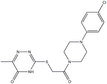 3-({2-[4-(4-chlorophenyl)-1-piperazinyl]-2-oxoethyl}sulfanyl)-6-methyl-1,2,4-triazin-5(4H)-one Structure