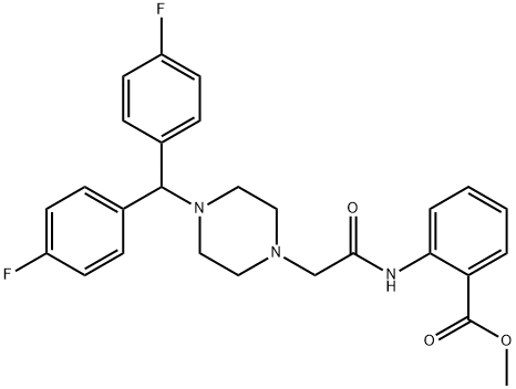 methyl 2-[({4-[bis(4-fluorophenyl)methyl]-1-piperazinyl}acetyl)amino]benzoate 구조식 이미지