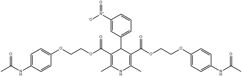 bis{2-[4-(acetylamino)phenoxy]ethyl} 4-{3-nitrophenyl}-2,6-dimethyl-1,4-dihydro-3,5-pyridinedicarboxylate Structure
