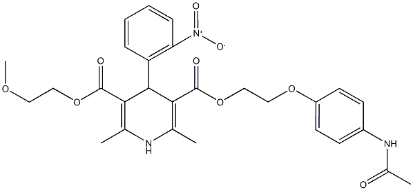 3-{2-[4-(acetylamino)phenoxy]ethyl} 5-(2-methoxyethyl) 4-{2-nitrophenyl}-2,6-dimethyl-1,4-dihydro-3,5-pyridinedicarboxylate 구조식 이미지