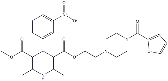 3-{2-[4-(2-furoyl)-1-piperazinyl]ethyl} 5-methyl 4-{3-nitrophenyl}-2,6-dimethyl-1,4-dihydro-3,5-pyridinedicarboxylate 구조식 이미지