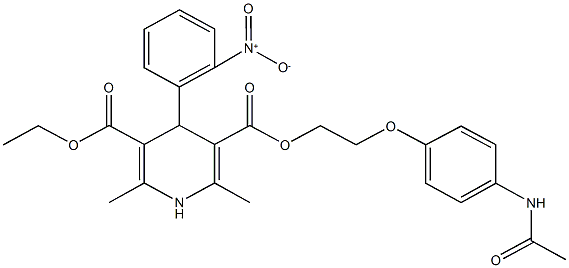 3-{2-[4-(acetylamino)phenoxy]ethyl} 5-ethyl 4-{2-nitrophenyl}-2,6-dimethyl-1,4-dihydro-3,5-pyridinedicarboxylate 구조식 이미지