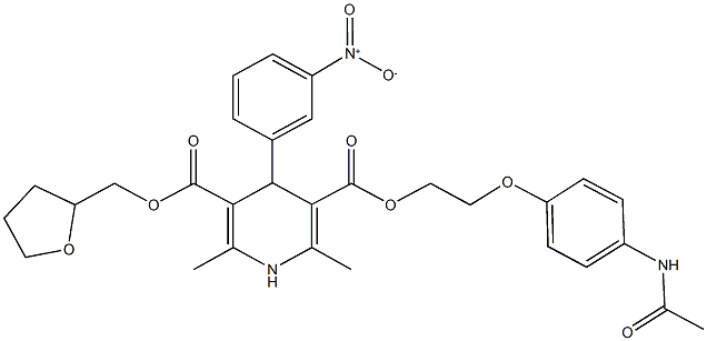 3-{2-[4-(acetylamino)phenoxy]ethyl} 5-(tetrahydro-2-furanylmethyl) 4-{3-nitrophenyl}-2,6-dimethyl-1,4-dihydro-3,5-pyridinedicarboxylate 구조식 이미지