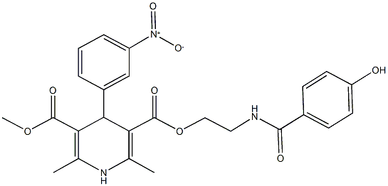 3-{2-[(4-hydroxybenzoyl)amino]ethyl} 5-methyl 4-{3-nitrophenyl}-2,6-dimethyl-1,4-dihydro-3,5-pyridinedicarboxylate Structure