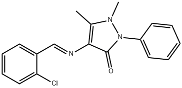 4-[(2-chlorobenzylidene)amino]-1,5-dimethyl-2-phenyl-1,2-dihydro-3H-pyrazol-3-one 구조식 이미지