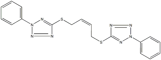 2-phenyl-5-({4-[(2-phenyl-2H-tetraazol-5-yl)sulfanyl]-2-butenyl}sulfanyl)-2H-tetraazole 구조식 이미지