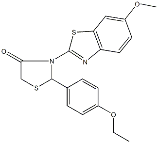 2-(4-ethoxyphenyl)-3-(6-methoxy-1,3-benzothiazol-2-yl)-1,3-thiazolidin-4-one 구조식 이미지