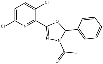 2-(4-acetyl-5-phenyl-4,5-dihydro-1,3,4-oxadiazol-2-yl)-3,6-dichloropyridine 구조식 이미지