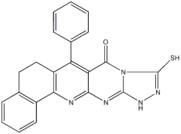 7-phenyl-10-sulfanyl-6,12-dihydrobenzo[h][1,2,4]triazolo[4',3':1,2]pyrimido[4,5-b]quinolin-8(5H)-one Structure