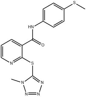 N-[4-(methylsulfanyl)phenyl]-2-[(1-methyl-1H-tetraazol-5-yl)sulfanyl]nicotinamide 구조식 이미지