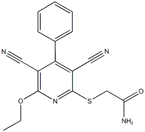 2-[(3,5-dicyano-6-ethoxy-4-phenyl-2-pyridinyl)sulfanyl]acetamide Structure