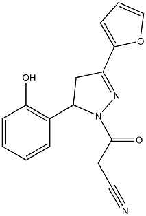 3-[3-(2-furyl)-5-(2-hydroxyphenyl)-4,5-dihydro-1H-pyrazol-1-yl]-3-oxopropanenitrile Structure