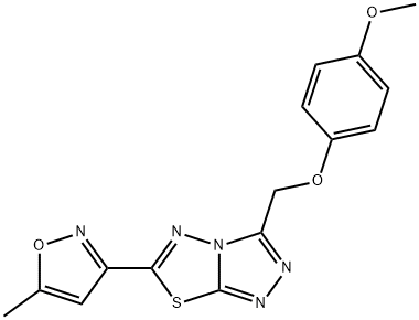 3-[(4-methoxyphenoxy)methyl]-6-(5-methyl-3-isoxazolyl)[1,2,4]triazolo[3,4-b][1,3,4]thiadiazole 구조식 이미지