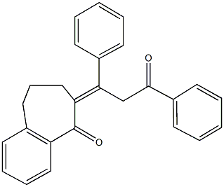 6-(3-oxo-1,3-diphenylpropylidene)-6,7,8,9-tetrahydro-5H-benzo[a]cyclohepten-5-one Structure