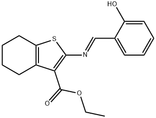 ethyl 2-[(2-hydroxybenzylidene)amino]-4,5,6,7-tetrahydro-1-benzothiophene-3-carboxylate 구조식 이미지