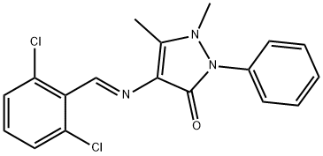 4-[(2,6-dichlorobenzylidene)amino]-1,5-dimethyl-2-phenyl-1,2-dihydro-3H-pyrazol-3-one 구조식 이미지