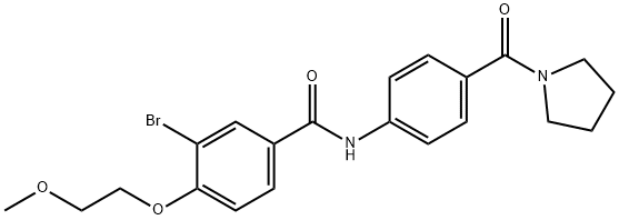 3-bromo-4-(2-methoxyethoxy)-N-[4-(1-pyrrolidinylcarbonyl)phenyl]benzamide 구조식 이미지