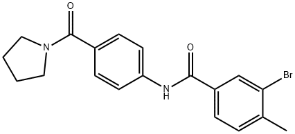 3-bromo-4-methyl-N-[4-(1-pyrrolidinylcarbonyl)phenyl]benzamide 구조식 이미지