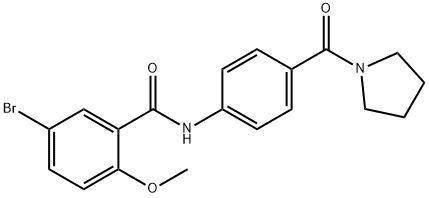 5-bromo-2-methoxy-N-[4-(1-pyrrolidinylcarbonyl)phenyl]benzamide 구조식 이미지