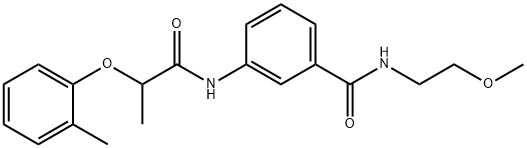 N-(2-methoxyethyl)-3-{[2-(2-methylphenoxy)propanoyl]amino}benzamide 구조식 이미지