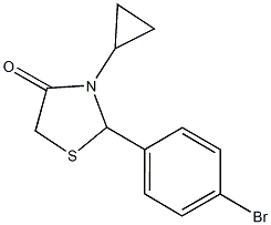 2-(4-bromophenyl)-3-cyclopropyl-1,3-thiazolidin-4-one 구조식 이미지