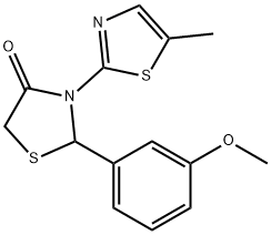 2-(3-methoxyphenyl)-3-(5-methyl-1,3-thiazol-2-yl)-1,3-thiazolidin-4-one 구조식 이미지