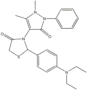 2-[4-(diethylamino)phenyl]-3-(1,5-dimethyl-3-oxo-2-phenyl-2,3-dihydro-1H-pyrazol-4-yl)-1,3-thiazolidin-4-one 구조식 이미지