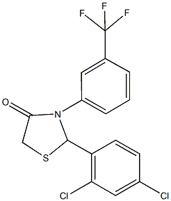 2-(2,4-dichlorophenyl)-3-[3-(trifluoromethyl)phenyl]-1,3-thiazolidin-4-one 구조식 이미지