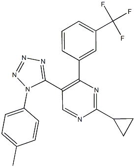 2-cyclopropyl-5-[1-(4-methylphenyl)-1H-tetraazol-5-yl]-4-[3-(trifluoromethyl)phenyl]pyrimidine Structure