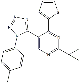 2-tert-butyl-5-[1-(4-methylphenyl)-1H-tetraazol-5-yl]-4-(2-thienyl)pyrimidine 구조식 이미지