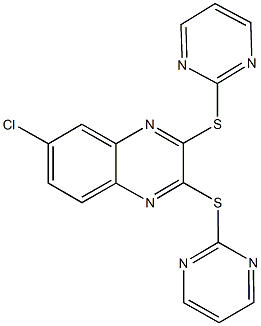 6-chloro-2,3-bis(2-pyrimidinylsulfanyl)quinoxaline Structure