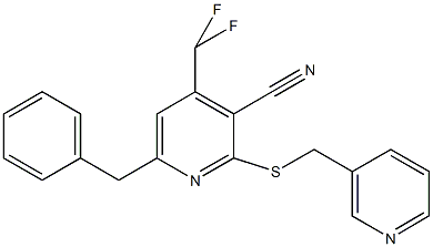 6-benzyl-4-(difluoromethyl)-2-[(3-pyridinylmethyl)sulfanyl]nicotinonitrile Structure