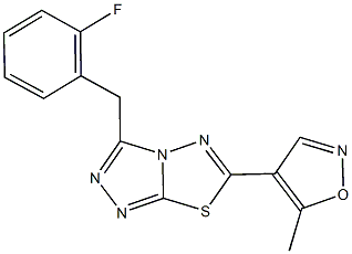 3-(2-fluorobenzyl)-6-(5-methyl-4-isoxazolyl)[1,2,4]triazolo[3,4-b][1,3,4]thiadiazole 구조식 이미지