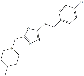 4-chlorobenzyl 5-[(4-methyl-1-piperidinyl)methyl]-1,3,4-oxadiazol-2-yl sulfide Structure