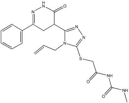N-({[4-allyl-5-(3-oxo-6-phenyl-2,3,4,5-tetrahydro-4-pyridazinyl)-4H-1,2,4-triazol-3-yl]sulfanyl}acetyl)-N'-methylurea 구조식 이미지