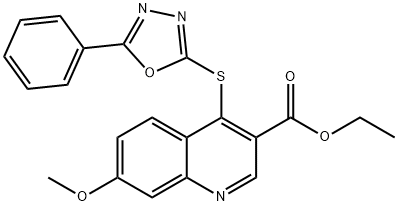 ethyl 7-methoxy-4-[(5-phenyl-1,3,4-oxadiazol-2-yl)sulfanyl]-3-quinolinecarboxylate Structure