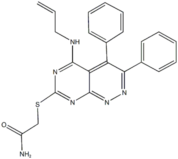 2-{[5-(allylamino)-3,4-diphenylpyrimido[4,5-c]pyridazin-7-yl]sulfanyl}acetamide 구조식 이미지