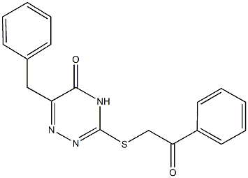 6-benzyl-3-[(2-oxo-2-phenylethyl)sulfanyl]-1,2,4-triazin-5(4H)-one Structure