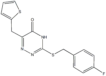 3-[(4-fluorobenzyl)sulfanyl]-6-(2-thienylmethyl)-1,2,4-triazin-5(4H)-one 구조식 이미지