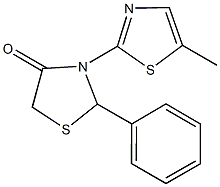 3-(5-methyl-1,3-thiazol-2-yl)-2-phenyl-1,3-thiazolidin-4-one Structure