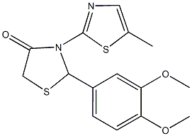 2-(3,4-dimethoxyphenyl)-3-(5-methyl-1,3-thiazol-2-yl)-1,3-thiazolidin-4-one Structure