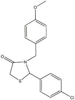 2-(4-chlorophenyl)-3-(4-methoxybenzyl)-1,3-thiazolidin-4-one Structure