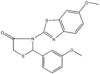 3-(6-methoxy-1,3-benzothiazol-2-yl)-2-(3-methoxyphenyl)-1,3-thiazolidin-4-one 구조식 이미지