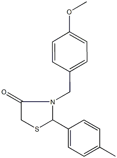 3-(4-methoxybenzyl)-2-(4-methylphenyl)-1,3-thiazolidin-4-one 구조식 이미지