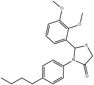 3-(4-butylphenyl)-2-(2,3-dimethoxyphenyl)-1,3-thiazolidin-4-one 구조식 이미지