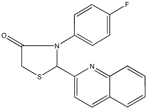 3-(4-fluorophenyl)-2-(2-quinolinyl)-1,3-thiazolidin-4-one 구조식 이미지