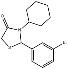 2-(3-bromophenyl)-3-cyclohexyl-1,3-thiazolidin-4-one 구조식 이미지