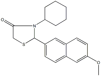 3-cyclohexyl-2-(6-methoxy-2-naphthyl)-1,3-thiazolidin-4-one Structure